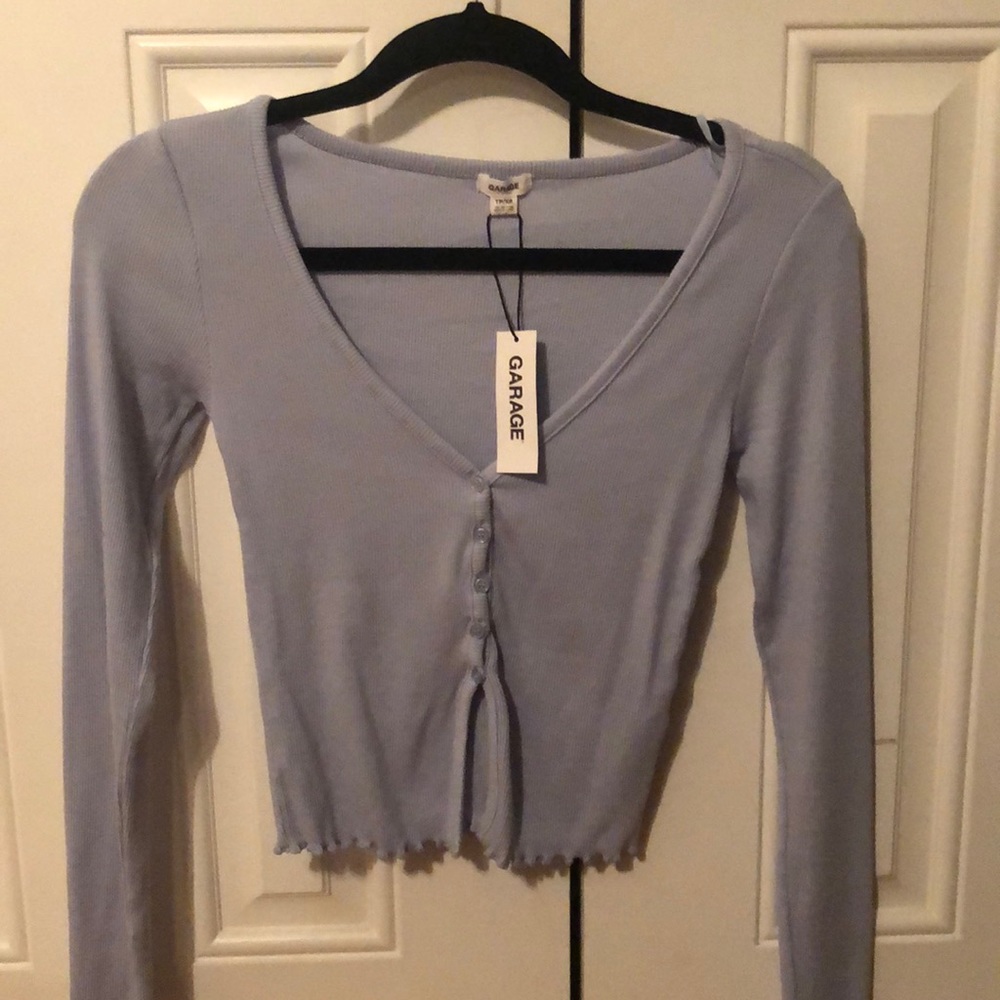 PACSUN periwinkle blue V-neck button up